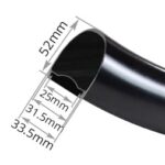 Sección transversal de la llanta ST52 Disc con medidas: 52mm de altura, 25mm de ancho interno, 31.5mm ancho externo de la base y 33.5mm ancho total